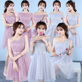 伴娘服短款2019新款时尚韩版聚会中袖连衣裙姐妹团显瘦毕业晚礼服wedding BRIDEMAID DRESS