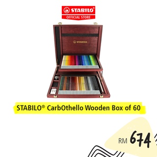 Coloring Pencil - STABILO CarbOthello Pastel Pencil Wooden Box of 60 Assorted Colors including Sharpener, Kneaded Eraser