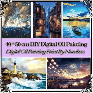 40*50cm DIY Digital Oil Painting Paint By Numbers on Canvas， diy oil painting by number kits for Beginner ，colour by number oil Painting Kit with Wooden Frame