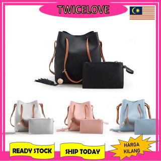 READY STOCK⭐ TWICELOVE 2 In 1 Handbag Sling Wallet Shoulder Tote Bucket Bag