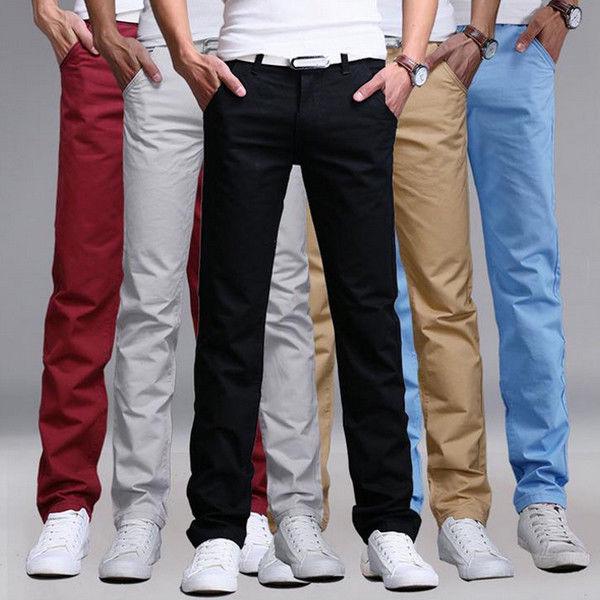 Men Slim Fit Formal Work Office Slacks Pants Straight Leg Long Casual (4)