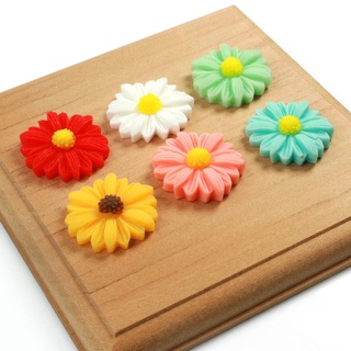 Resin Cabochons, Mix Color Sunflower, 24mm, 10pcs/pack