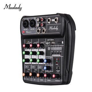 ♫ Muslady AI-4 Compact Sound Card Mixing Console Digital Audio Mixer 4-Channel BT MP3 USB Input +48V Phantom Power for M (1)