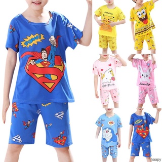 【xynz】Kanak Kanak Perempuan Cute Pajamas Kids Boy Girl Cartoon Baju Tidur Short Sleeve Sleepwear 2PCS (1)