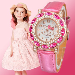 Hello Kitty Watch Children Women Crystal Quartz Wristwatches