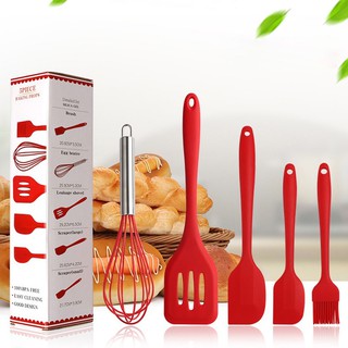 Kitchen Utensil 5 PCS Silicone Kitchenware Nonstick Cookware Whisk Spatula Baking Cooking Tools