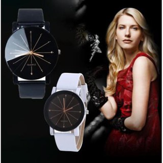 Men Women Couple Wrist Watch Casual PU Leather Round Case Quartz Dial Clock