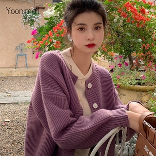 Ready Stock Korean Purple Loose Knitting Cardigan Women Outwear