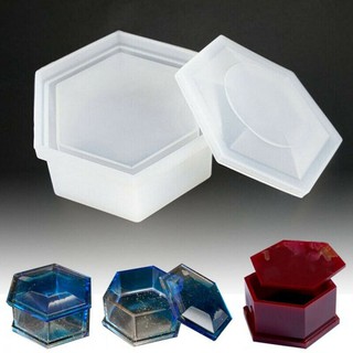 Silicone Hexagon Jewellery Storage Box Mold Resin Making Mould Casting Craft DIY
