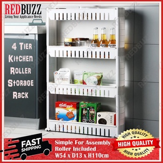 REDBUZZ Multipurpose 4 Tier Kitchen Washroom Slim Storage Rack Shelf Organizer Kitchen Rack Storage Rak Dapur 厨房置物架
