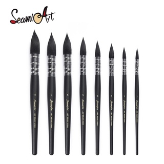 Seamiart_[Ready Stock] 1pc Nylon Hair French Artist Watercolor Painting Brush Matte Black Handle