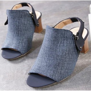 Women's Shoes Right Shoes Strap Sandals Sandals Back Strap Tofu Denim Nl51