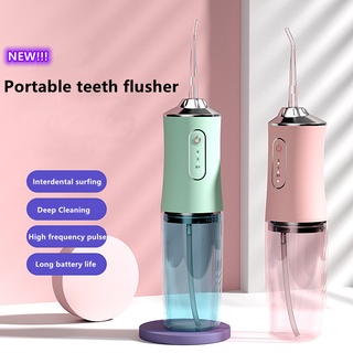 Dental Irrigator Oral Irrigator Teeth Whitening Teeth Cleaner 4 Nozzles Water Flosser 220ML Water Tank Flossing Cordless