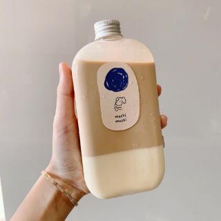 ✨Flat Square Drink Bottle Disposable Net Red Drink PET Plastic Milk Tea Enzyme Cup (1)