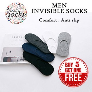 [Buy 5 Free 1] Men Invisible Socks/ Anti Slip Silicon/ Comfort/ Casual/ Work