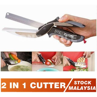 Clever Cutter 2 In 1 Kitchen Knife & Scissors Smart Cutter / Gunting Potong Sayur