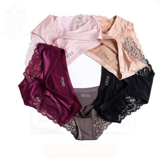 Women's Sexy Lace Ice Silk Panties Seamless Briefs Underwear Intimates Panties (1)