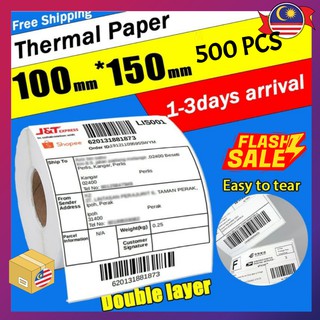 【Ready Stock】A6 Thermal Paper 100*150mm Shopee Standard Thermal Printer Barcode Sticker 10X15cm Bar Thermal Label Paper
