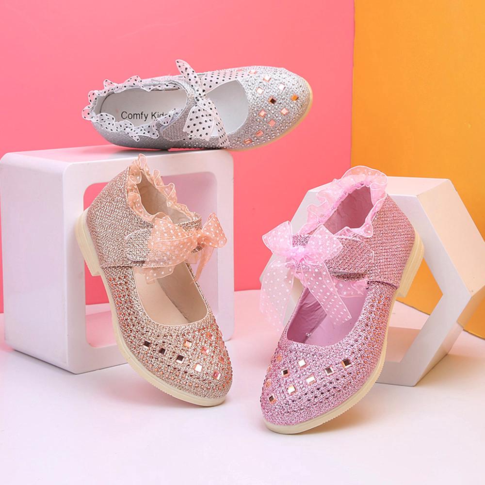 🌻zesgood🍓❤Toddler Baby Girls Sneaker Dot Sole Kids Children Princess Lace Sequins Shoes