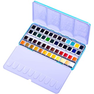 Professional 12/24/36/48 Colors Solid Watercolor Paints Set Tin box Water color Pigment for Art Supplies