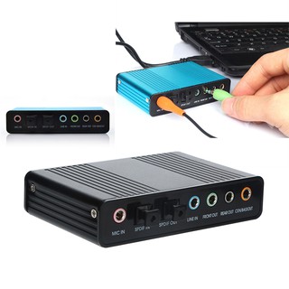 USB External 6 Channel 5.1 SPDIF Optical Sound Card Audio For Netbook Laptop PC