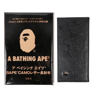 A BATHING APE BAPE CAMO Leather Long Wallet Black JAPAN smart Special Appendix