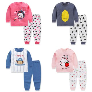 1-4Y Baby Girls Pyjamas Long Sleeve Kids Clothes Nightwear Cotton Sleepwear