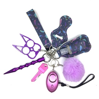 Self Defense Keychain Window Ring Fight Combat Survival Women Tool Pu Leather Chapstick Holder Keychains
