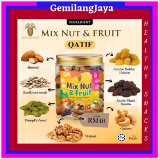 MIX NUT&FRUIT QATIF 400g (Almond,Sunflower seed,Pumpkin seed,Walnut,Cashew,Jumbo