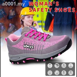 Women's Steel Toe Safety Shoes Female Work Boots with Cap and Midsole Plus Size 36-46