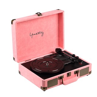 【Ready Stock】High-end vintage portable luggage gramophone vinyl record player Bluetooth 5.0 turntable 33 45 78RPM phonograph retro record player Built-in speaker RCA audio output