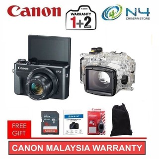 Canon Powershot G7X Mark II + Underwater Casing WP-DC55 + Card (16GB) + Screen Protector + Cleaning Kit