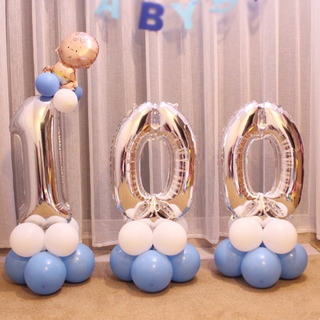 Baby Boy Blue Crown Set Happy 100 day Road lead Baby Shower Decoration