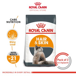 [Pack of 3] Royal Canin Hair & Skin Adult (0.4 kg/pack) Dry Cat Food Makanan Kucing - Feline Care Nutrition