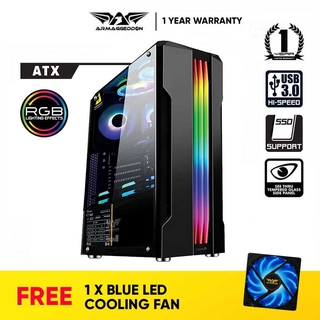 Armaggeddon Tron III - ATX Gaming PC Case with Tempered Glass Side Panel Design | Free Colour Fan