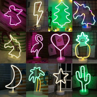 Ins Night Lamp USB/Battery Heart Love Lightning Marquee Neon Light Sign Wall Light