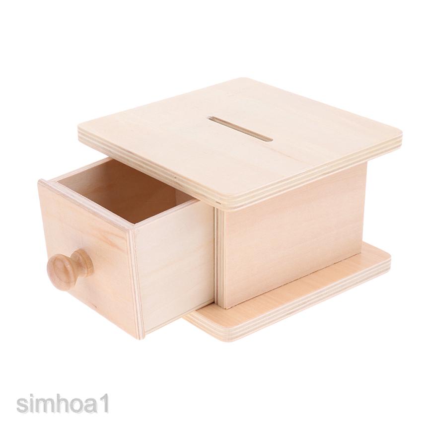Wood Children Infant Coin Box Piggy Bank Montessori Learning Training Toys (1)
