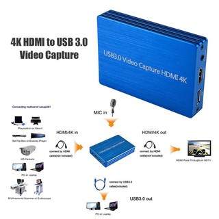 4K 1080P HDMI to USB 3.0 Video Capture Card for OBS Live Stream Broadcast Case Automatically Adjust Settings for Output Size