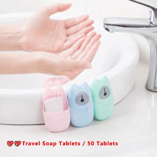 💖💖New travel soap tablets Big discount 50 Pieces of one box Portable Soap Paper Hand soap for office soap Soap tablets Travel essential clean palm antibacterial soap Household soap