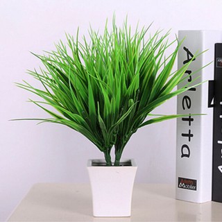 Artificial Fake Plastic Green Grass Plant Flowers Office Home Garden Decor
