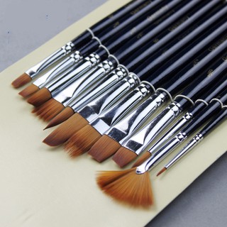 12Pcs Paint Brushes Set Nylon Hair Painting Brush