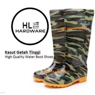 GREEN HIGH CUT WATERPROOF SAFETY RUBBER RAIN BOOTS SHOES / Kasut Getah Panjang / Water Boot 水鞋