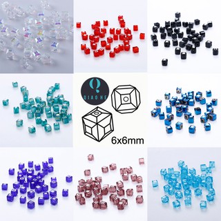 50pcs 6mm AB Color DIY Crystal Beads square faceted Cube for Jewelry Making Decorative U Pick Colors
