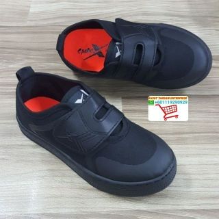 Pallas X 015BK Velcro Black School Shoe | Kasut Sekolah Pelekat Satu Murah