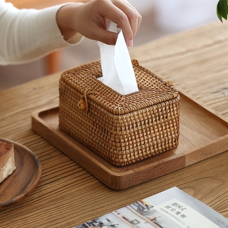 Handmade rattan tissue box home office desk living room bathroom napkin pumping paper car tissue box
