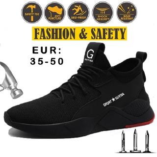 2019 New Fashion Steel Toe Shoes Kevlar Fiber Safety Shoes Breathable Steel Toe Work Shoes for Men Plus Size 35-50