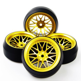 4Pcs Flat Racing Drift On-Road Tire Wheel Rim Fit HSP 1:10 RC Car BBG+PP0369