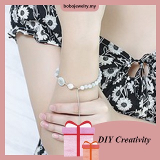 【Ready Stock】 Fine Jadeite Bracelet Natural Stone Jade Freshwater Pearls Lucky Peace Buckle DIY Charm Bracelets For Women Adjustable Gift Within Box Fashion Jewelry