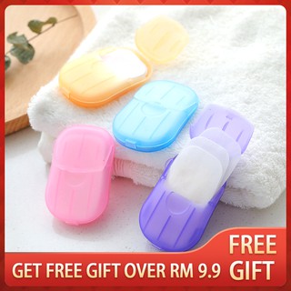 20 PCS Portable Soap Paper Travel Sabun With Free Soap Holder