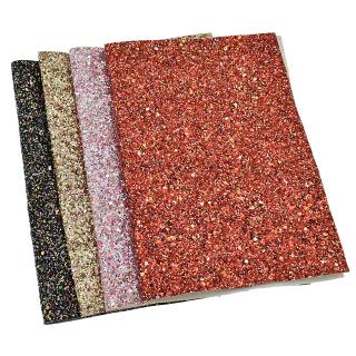A4 Multicolor Chunky Glitter Synthetic Leather Fabric Sheet DIY Bag Shoes Crafts Materials